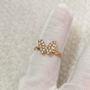 Elegant 14K Gold Plated Crystal Butterfly Ring